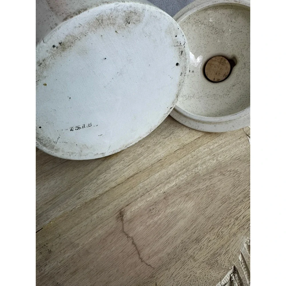 Vintage Style‎ Speckled Ceramic Flour Canister Jar with Handled Lid Cork 8.5in